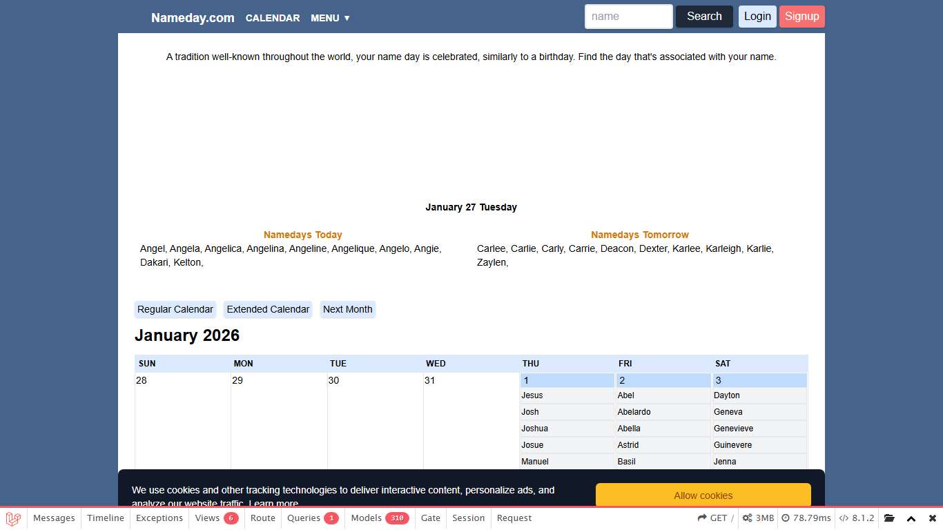 Happy Name Day Calendar - Nameday